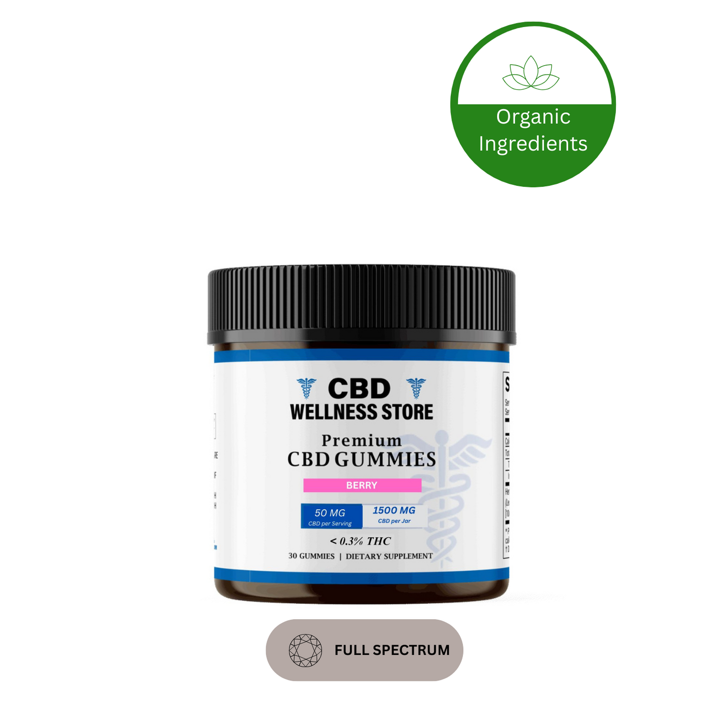 CBD Berry Full Spectrum Gummies – 1500mg | Organic, Potent, Delicious
