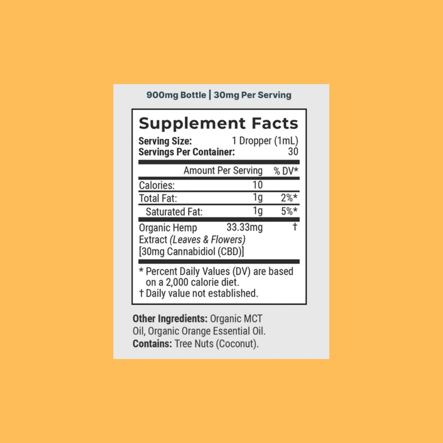 Orange Zest CBD Oil Tincture 900mg