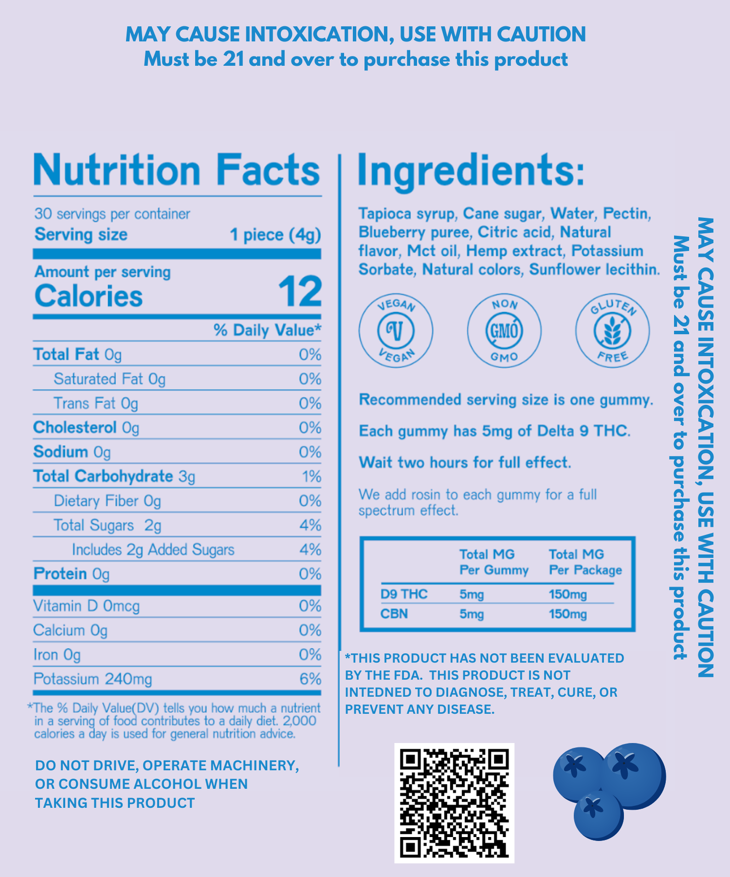 Blueberry Dream THC Gummies - 30ct | 5mg Delta 9 + 5mg CBN