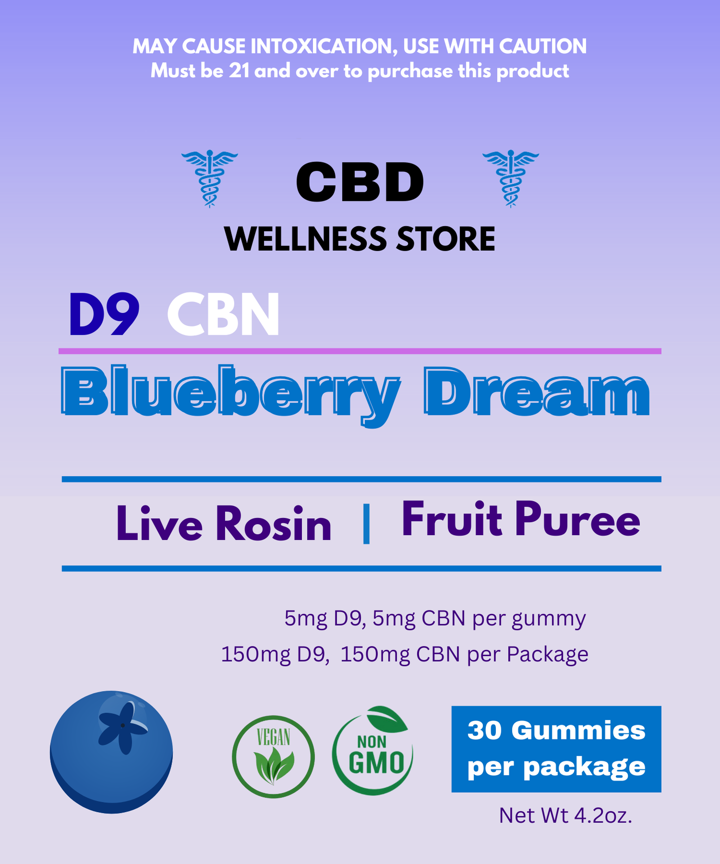 Blueberry Dream THC Gummies - 30ct | 5mg Delta 9 + 5mg CBN