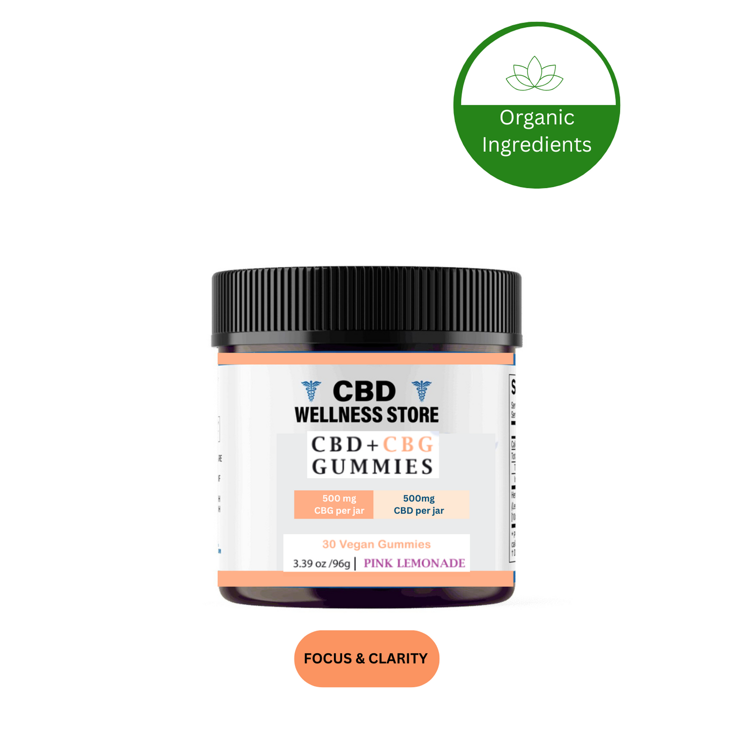 Focus & Clarity Gummies | 17mg CBD + 17mg CBG | Cognitive Support & Relaxation