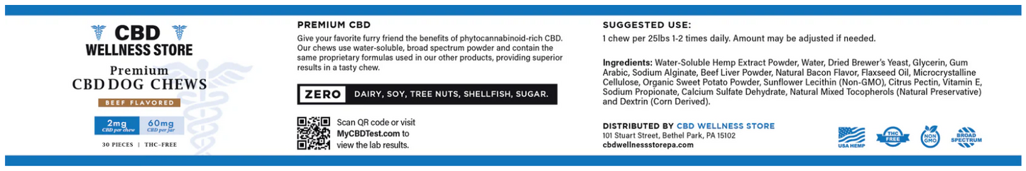 supplement label for cbd dog chews