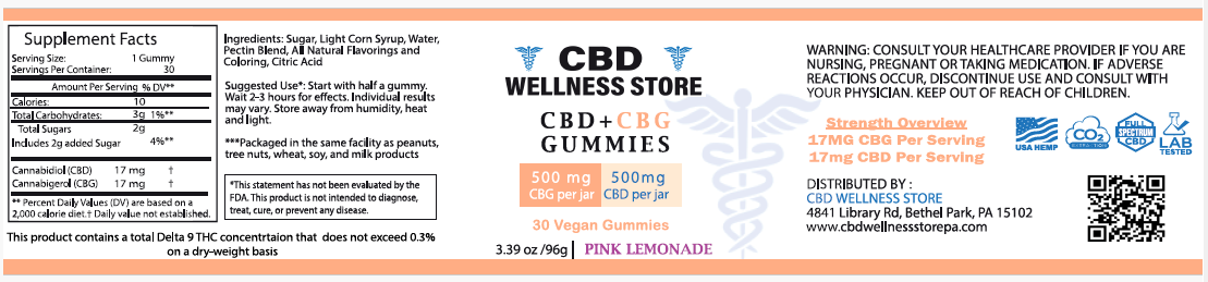 Focus & Clarity Gummies | 17mg CBD + 17mg CBG | Cognitive Support & Relaxation
