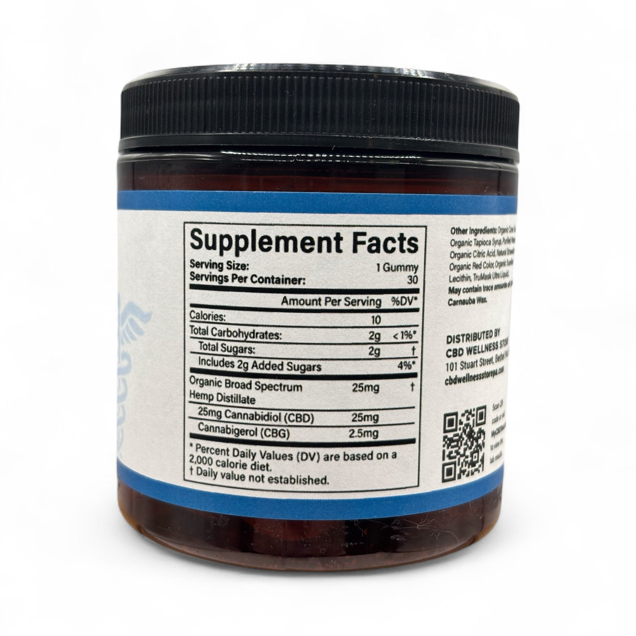 Supplement facts for 25mg CBD Gummies