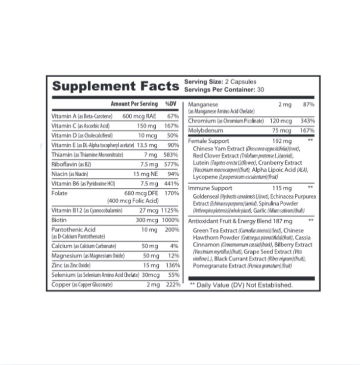 Supplement facts label on a white background