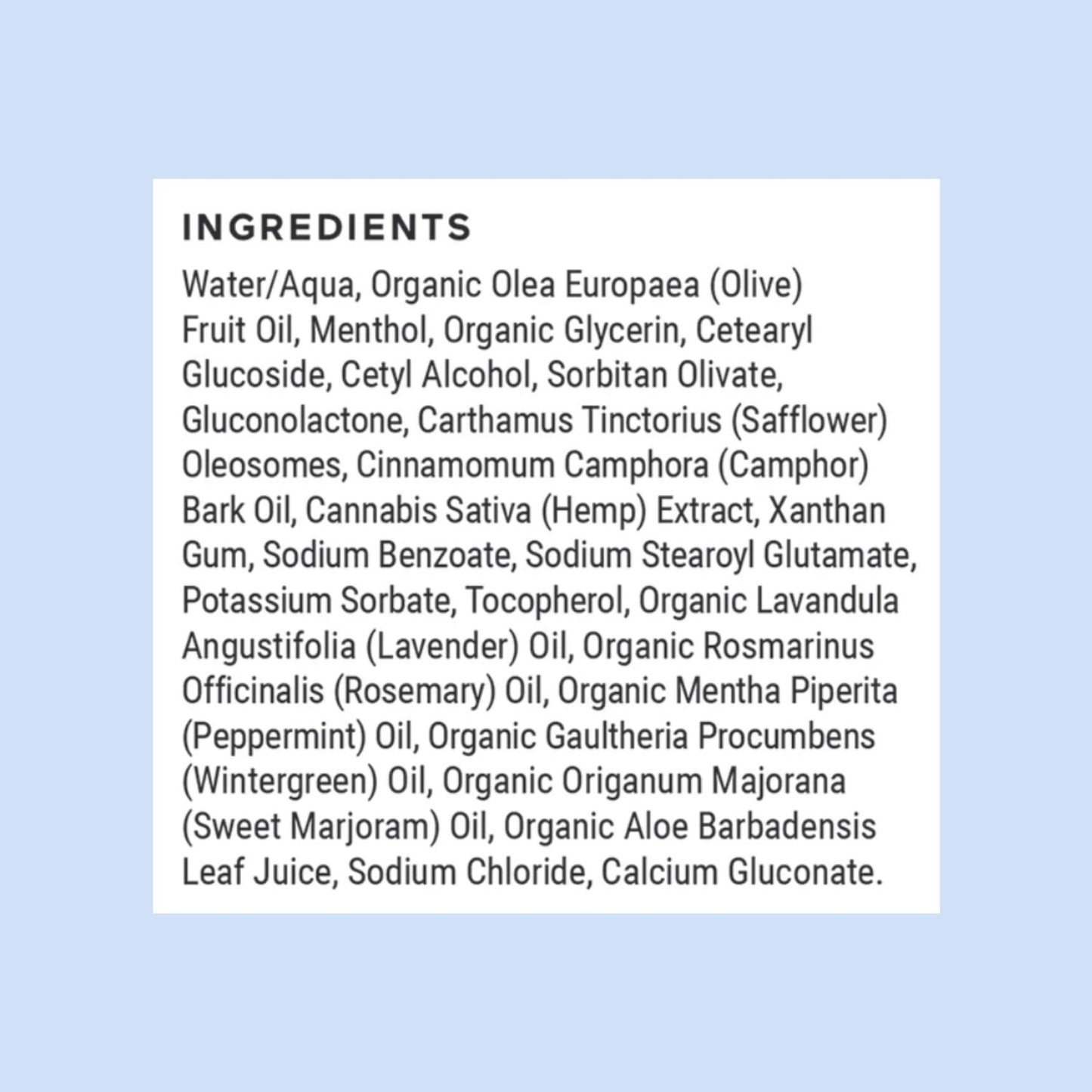 CBD Wellness Store Sports Cream ingredients