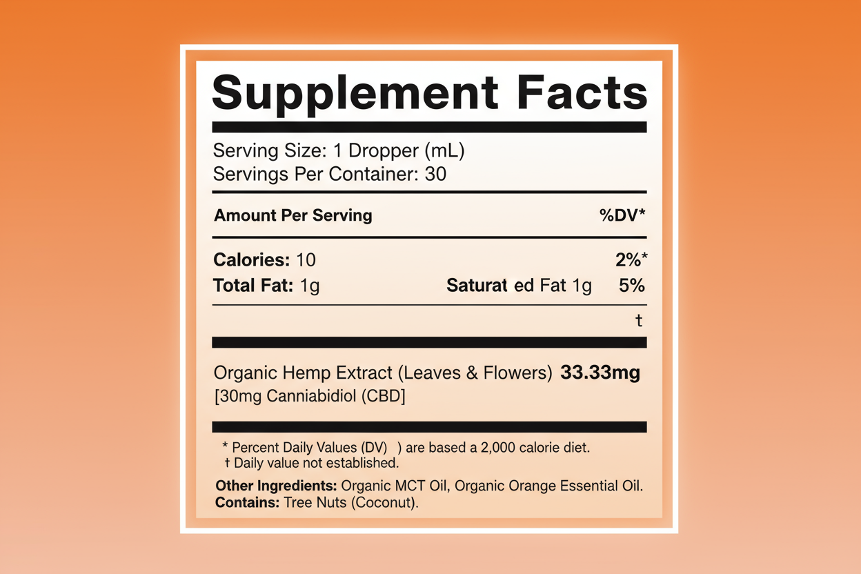 Orange Zest Supplement Facts
