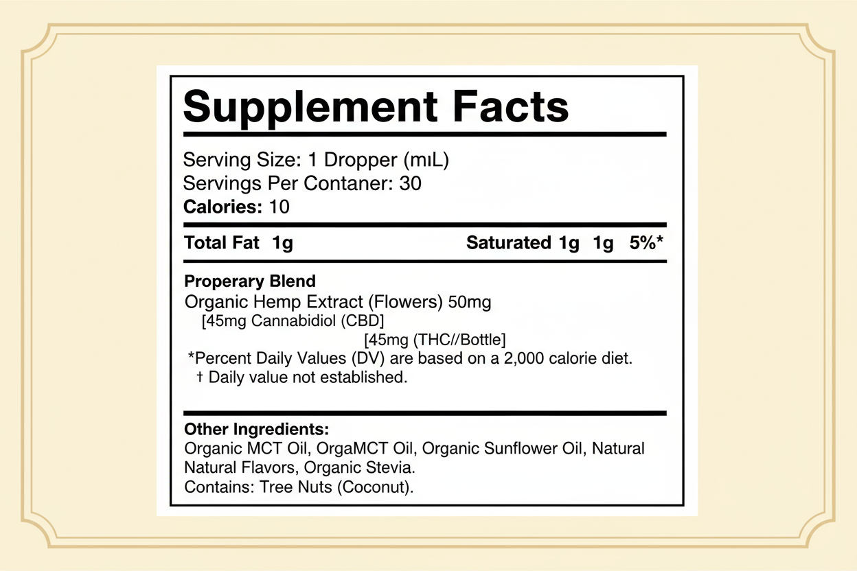 Vanilla tincture Supplement Facts