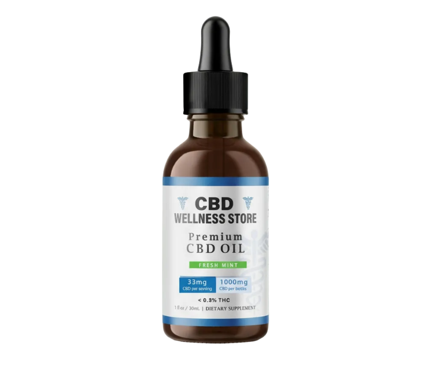 CBD Wellness Store 1000mg premium Full Spectrum CBD oil bottle on a white background