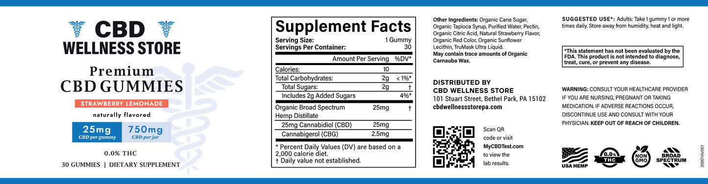 CBD Strawberry Lemonade Gummies 750mg