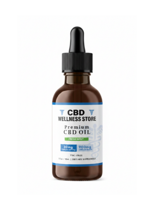 CBD Wellness Store premium CBD oil bottle on a white background