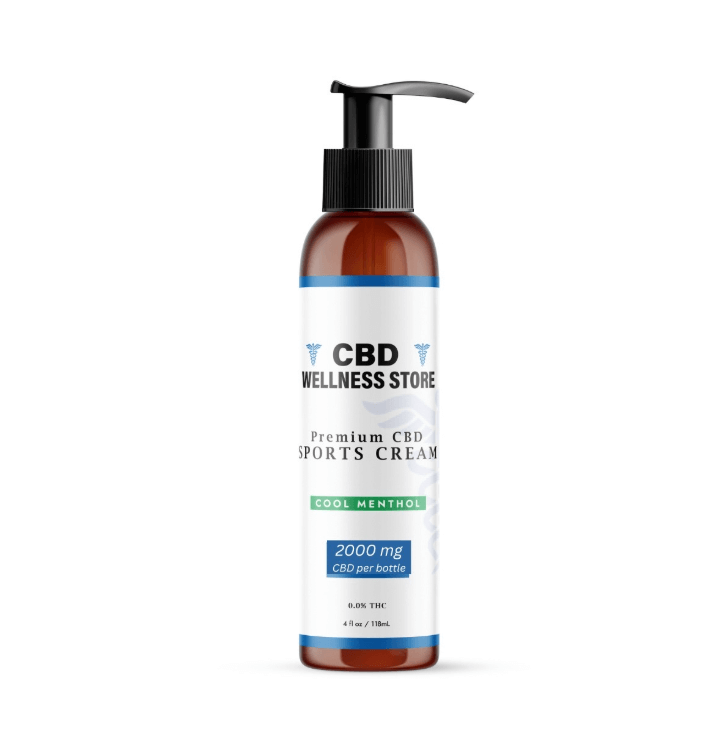 CBD Wellness Store sports cream bottle on a white background