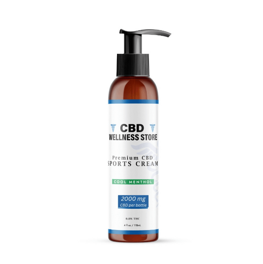 CBD Wellness Store sports cream bottle on a white background