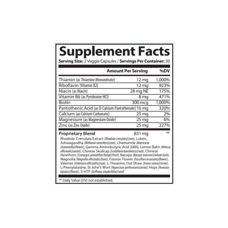 Supplement facts label on a white background