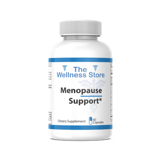 Menopause support supplement bottle from The Wellness Store on a white background
