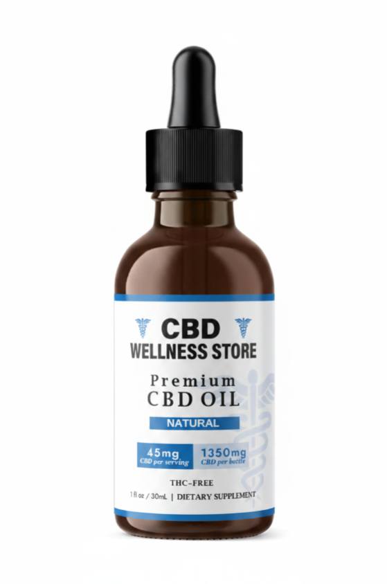 Natural 1350mg Broad Spectrum CBD Oil  on a white background