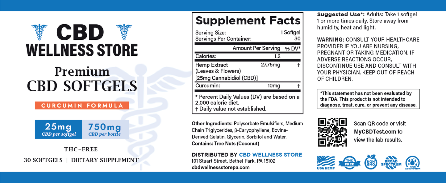 CBD Softgels with Curcumin 750mg