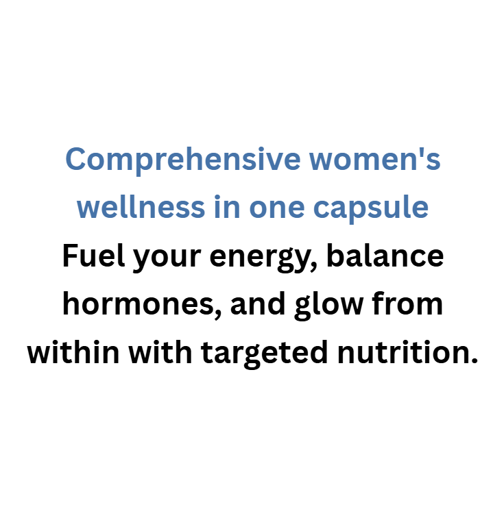 Text advertisement for women's wellness capsules on a white background