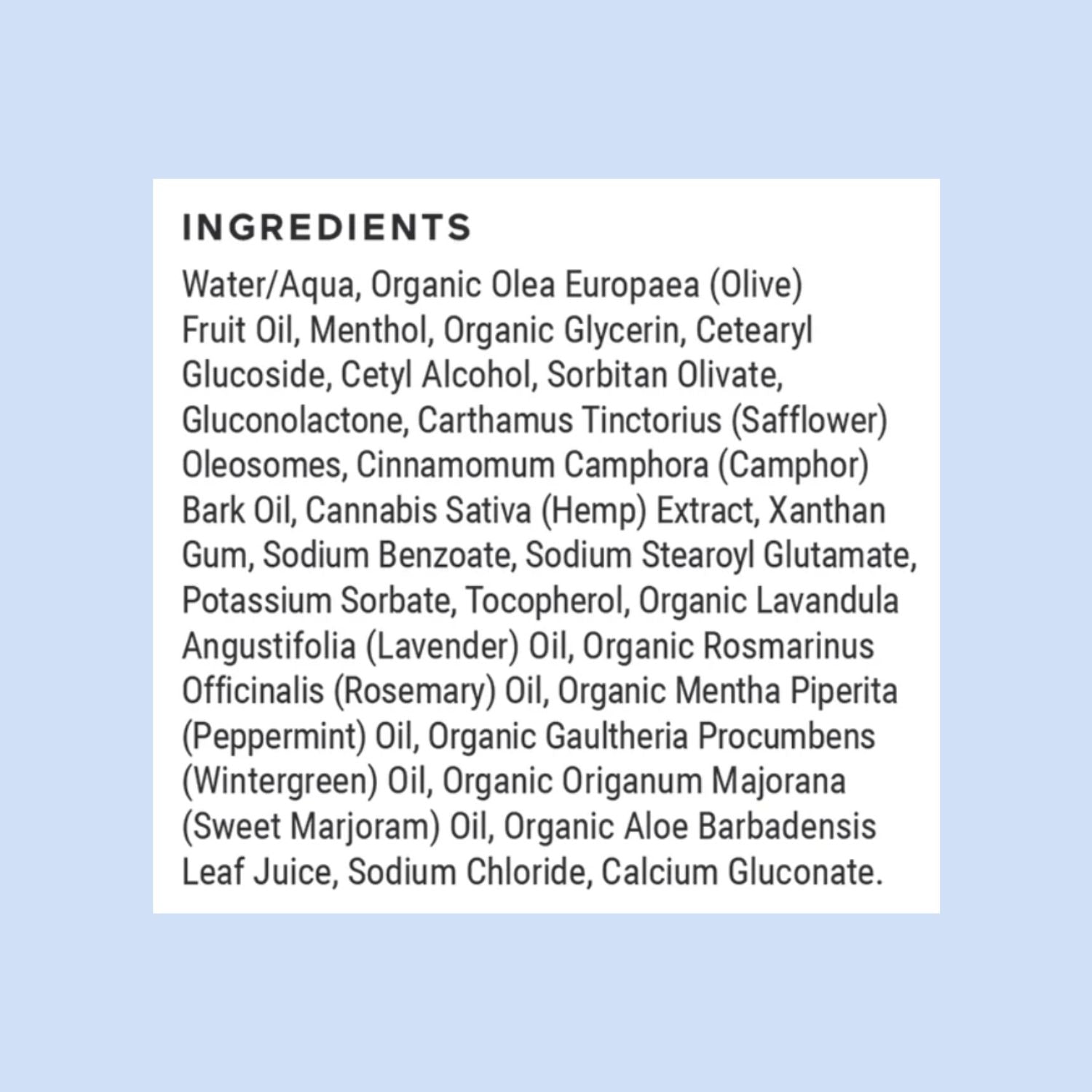 CBD Wellness Store Sports Cream ingredients