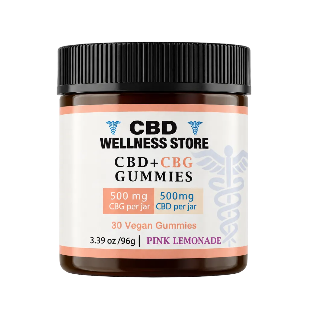 Pink lemonade CBD and CBG gummies jar mockup